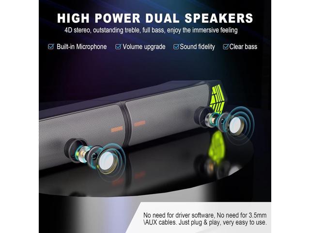 Smalody Gaming Speakers for PC, Computer Speakers for Desktop Monitor with Bluetooth, 2 in 1 Gradual RGB Computer Speaker Soundbar, Wired USB...