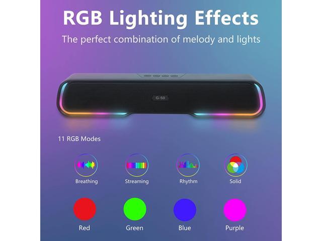 MELOGAGA Computer Speakers, HiFi Stereo Desktop Soundbar, Dynamic RGB PC Gaming Speaker, Bluetooth 5.0 & 3.5mm Wired Sound Bar for Desktop,...