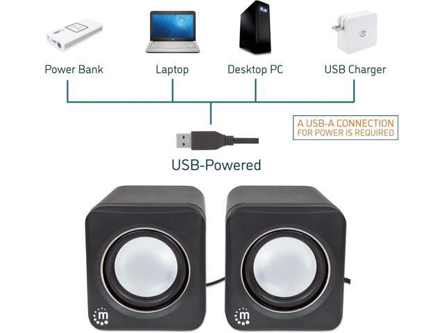 USB Powered Stereo Speaker System - Small Size - with Volume Control & 3.5 mm Audio Plug to Connect to Laptop, Notebook, Desktop, Computer - 3 Yr...