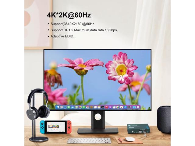 Steetek 2 Port DP USB 2.0 KVM Switch 4K@60Hz, KVM Switch Displayport 2 in 1 Out. KVM Switch for 2 Computer Share 1 Monitor with 4 USB 2.0 Hub,...