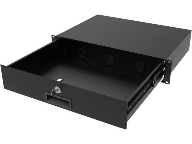 2U Server Cabinet Case 19 Inch Rack Mount Lockable Drawer with Key, 12.6 Inch Depth (2U)