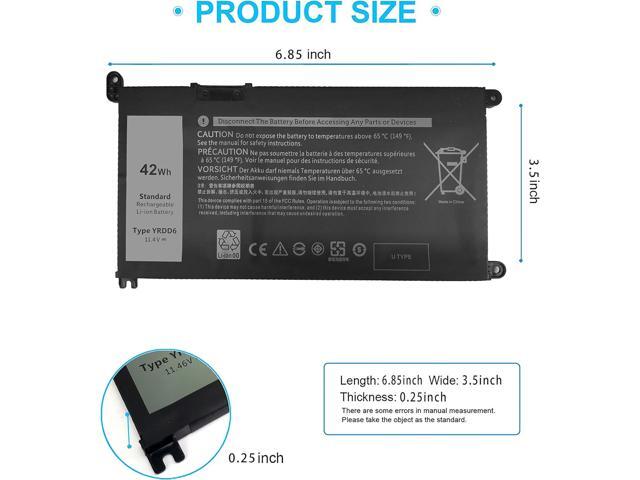 42Wh YRDD6 Battery for Dell Inspiron 15 3582 3583 3584 P75F 3593 5584 5585 5590 5593 5594 5598 5582 7586 14 3493 5481 P93G 5482 5485 5491 5482...