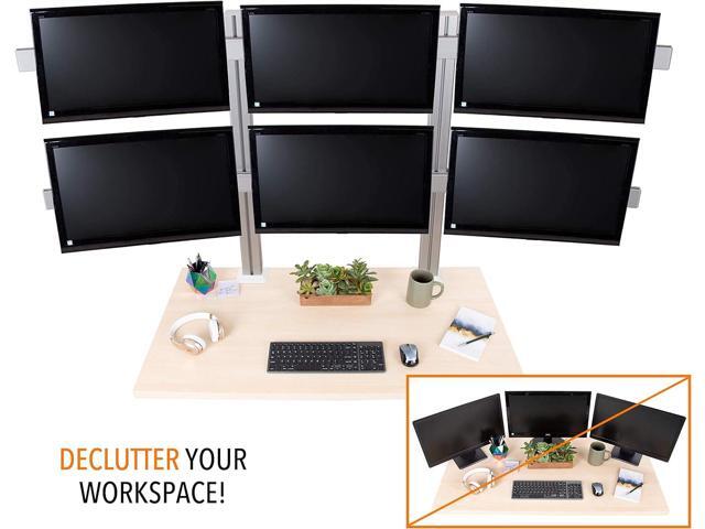 Stand Steady 6 Monitor Mount Desk Setup - Heavy-Duty Height Adjustable Monitor Stand, Swivel Arm with Clamp-On Base, 6 Screen VESA Mount Fits Most...