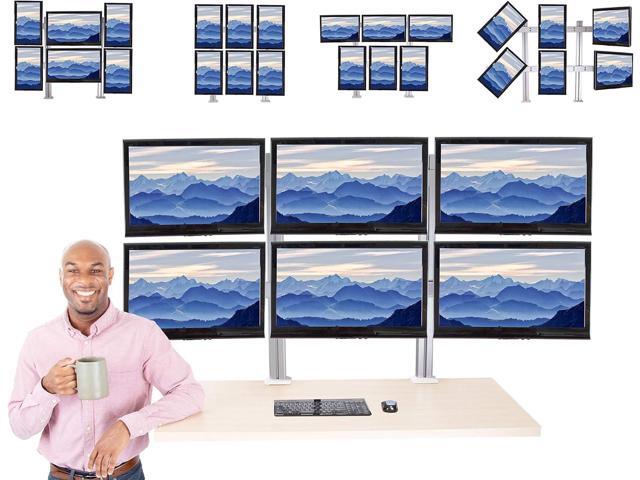 Stand Steady 6 Monitor Mount Desk Setup - Heavy-Duty Height Adjustable Monitor Stand, Swivel Arm with Clamp-On Base, 6 Screen VESA Mount Fits Most...