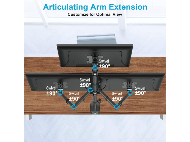 MOUNTUP Triple Monitor Stand, Height Adjustable Monitor Desk Mount Fit for Three 17 to 32 Inch Computer Screens, Stacked Monitor Arm for 3...