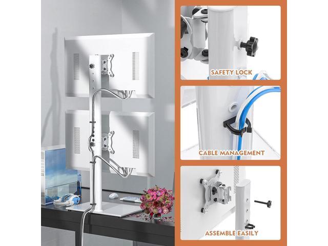 Dual Monitor Stand - Vertical Stack Screen Free-Standing Monitor Riser Fits Two 13 to 34 Inch Screen with Swivel, Tilt, Height Adjustable, Holds...