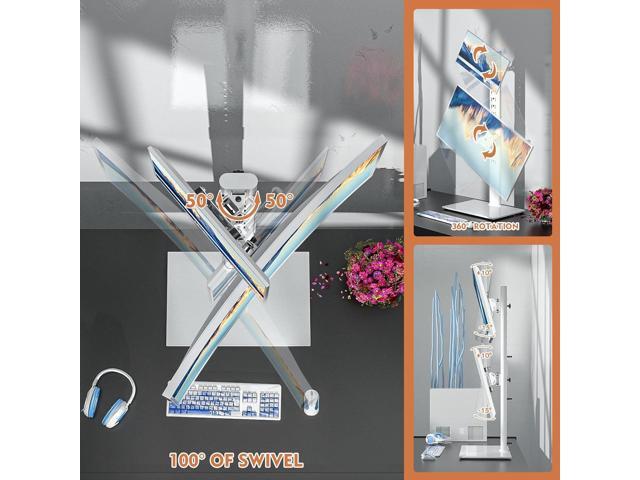 Dual Monitor Stand - Vertical Stack Screen Free-Standing Monitor Riser Fits Two 13 to 34 Inch Screen with Swivel, Tilt, Height Adjustable, Holds...