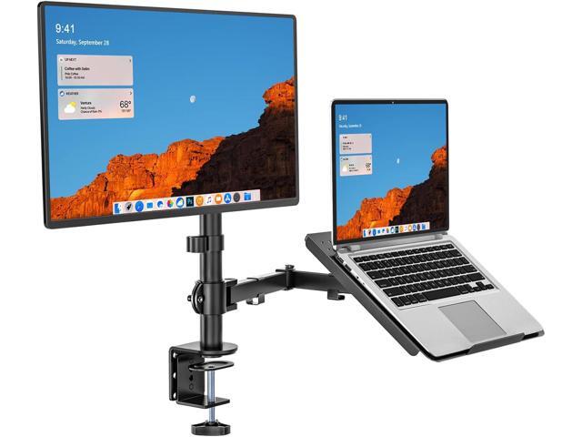 WALI Laptop and Monitor Stand, Fully Adjustable Monitor Mount and Laptop Tray for 1 Notebook up to 17 inch and 1 Screen up to 27 inch, 22 lbs,...