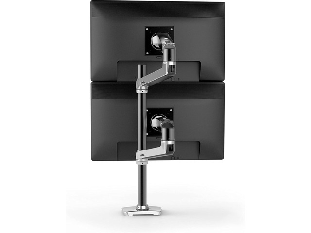 Ergotron LX Vertical Stacking Dual Monitor Arm, VESA Desk Mount for 2 Monitors Up to 40 Inches, 7 to 22 lbs Each Tall Pole, Polished Aluminum