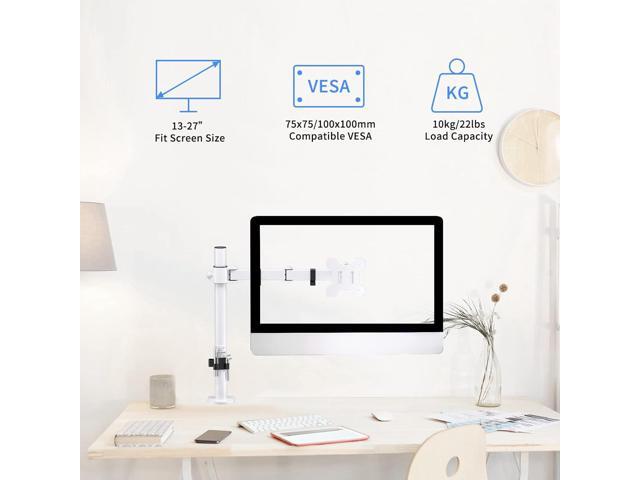 Suptek Single Monitor Mount,Adjustable Monitor Arm Desk Mount for Max 27 Inch,Monitor Stand Fit VESA 75x75 & 100x100,up to 22lbs,with C-Clamp and...
