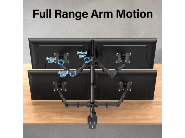 MOUNTUP Quad Monitor Stand, 4 Monitor Desk Mount for 13 to 32 inch Computer Screens, Fully Adjustable Stacked Mount with Tilt Swivel, Four Heavy...