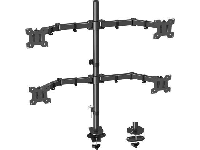 MOUNT PRO Quad Monitor Stand, 4 Monitor Mount for 13 to 27 inch Computer Screens, Hold up to 17.6lbs Each, Fully Adjustable Stacked 4 Monitor Desk...