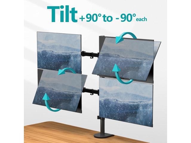 MOUNT PRO Quad Monitor Stand, 4 Monitor Mount for 13 to 27 inch Computer Screens, Hold up to 17.6lbs Each, Fully Adjustable Stacked 4 Monitor Desk...