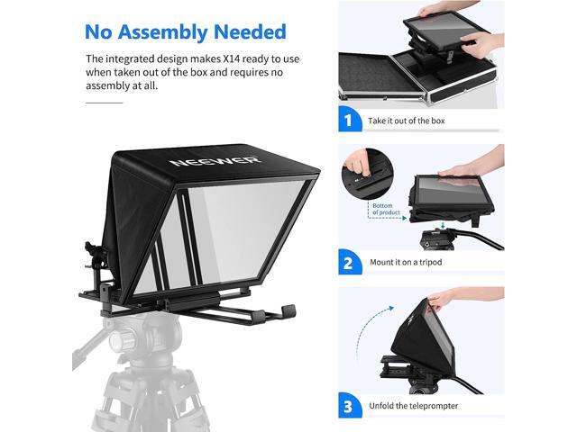 NEEWER Teleprompter X14 with RT-110 Remote & APP Control (Bluetooth Connection via NEEWER Teleprompter App), Portable No Assembly Compatible with...