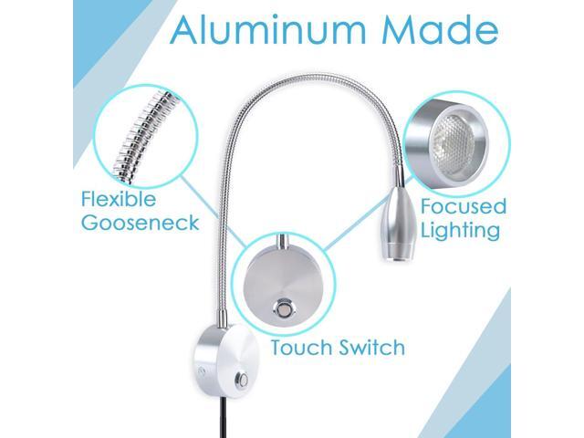 Reading Light for Bed Headboard, Reading Lamp, Bedside Wall Mounted Reading Light, Headboard Lamp, 3W LED Touch Dimmable, 3 Color Temperature,...