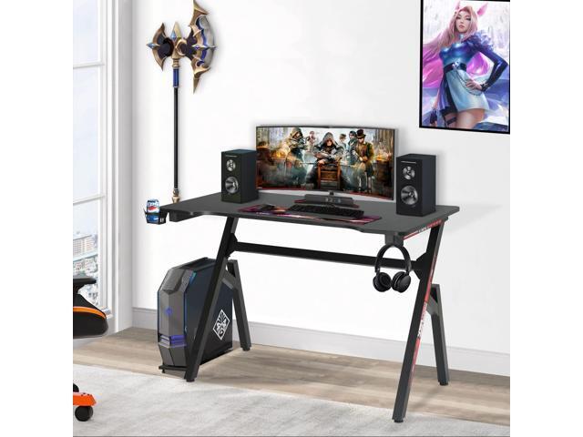 Computer Desk Gaming Desk Student PC Desk Writing Desk Office Desk Modern Ergonomic Racing Style Table Workstation Carbon Fiber Headphone Hook...
