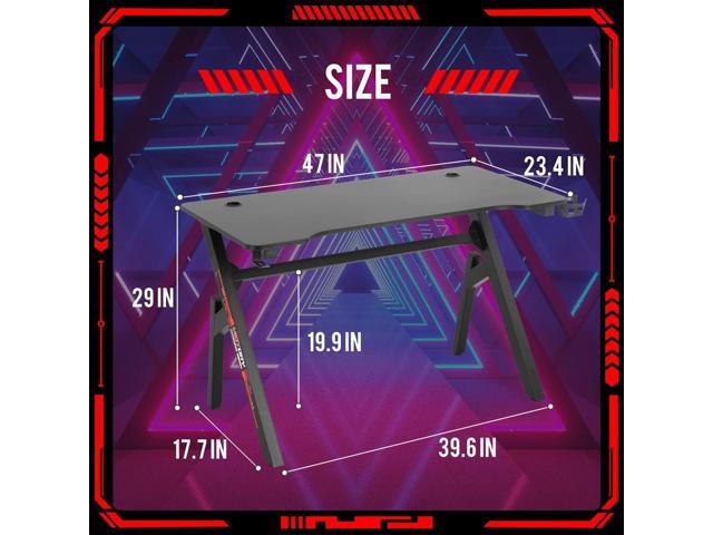 Computer Desk Gaming Desk Student PC Desk Writing Desk Office Desk Modern Ergonomic Racing Style Table Workstation Carbon Fiber Headphone Hook...