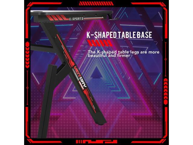 Computer Desk Gaming Desk Student PC Desk Writing Desk Office Desk Modern Ergonomic Racing Style Table Workstation Carbon Fiber Headphone Hook...