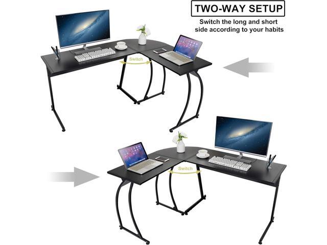 ZenStyle L-Shape 58.1in Corner Computer Desk Home Office PC Laptop Table Multipurpose Gaming Workstation with Solid Steel Frame/Waterproof Desktop