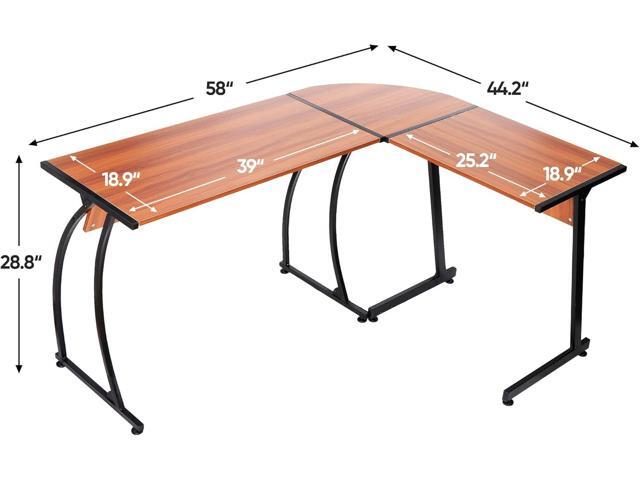 SUPER DEAL L-Shaped Corner Desk Computer Gaming Desk - Modern Home PC Table Office Writing Workstation, Rustic Walnut