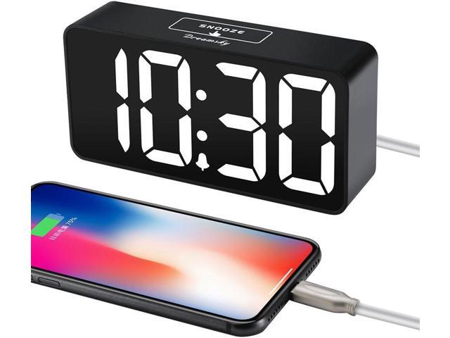 DreamSky Compact Digital Alarm Clock with USB Charging Port, 0-100% Brightness Dimmer, Large Bold Number Display, Adjustable Alarm Volume, 12/24Hr,...