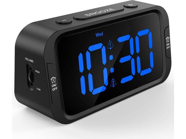 Digital Dual Alarm Clock for Bedroom, Easy to Set, 0-100% Dimmer, USB Charger, 5 Sounds Adjustable Volume, Weekday/Weekend Mode, Snooze, 12/24Hr,...