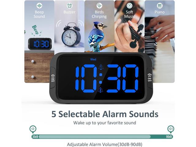 Digital Dual Alarm Clock for Bedroom, Easy to Set, 0-100% Dimmer, USB Charger, 5 Sounds Adjustable Volume, Weekday/Weekend Mode, Snooze, 12/24Hr,...