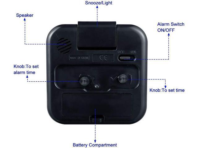 Small Battery Operated Analog Alarm Clock Silent Non Ticking, Ascending Beep Sounds, Snooze,Light Functions, Easy Set(Black)