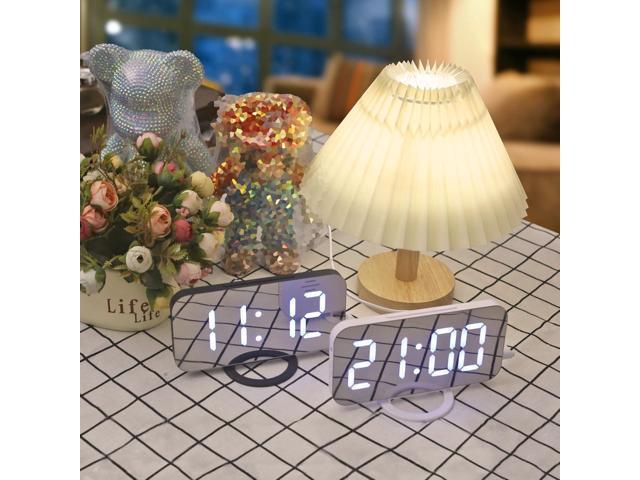 WulaWindy Digital Alarm Clock, Large LED Display, with USB Charger, Snooze Function Dim Mode Wall Hanging Beside Desk Clock for Bedroom Black Room...