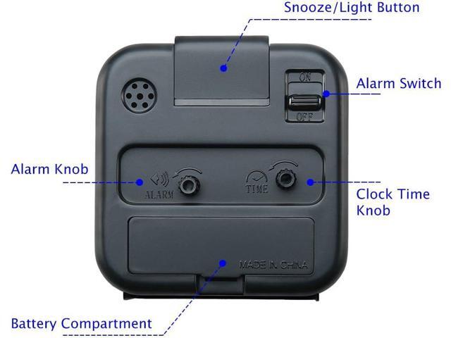Peakeep Small Battery Operated Analog Travel Alarm Clock Silent No Ticking, Lighted on Demand and Snooze, Beep Sounds, Gentle Wake, Ascending...