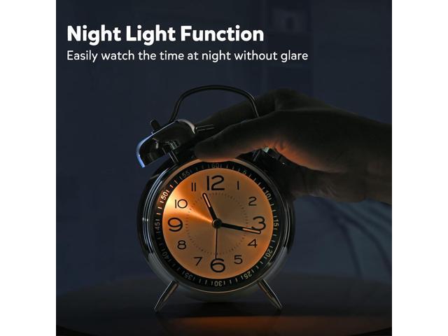 Loud Alarm Clock for Heavy Sleepers Adults,Retro 4 Inch Silent Non-Ticking Quartz with Backlight,Twin Bell Analog Kids Alarm Clocks for Bedrooms...