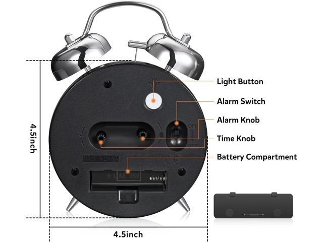 Loud Alarm Clock for Heavy Sleepers Adults,Retro 4 Inch Silent Non-Ticking Quartz with Backlight,Twin Bell Analog Kids Alarm Clocks for Bedrooms...