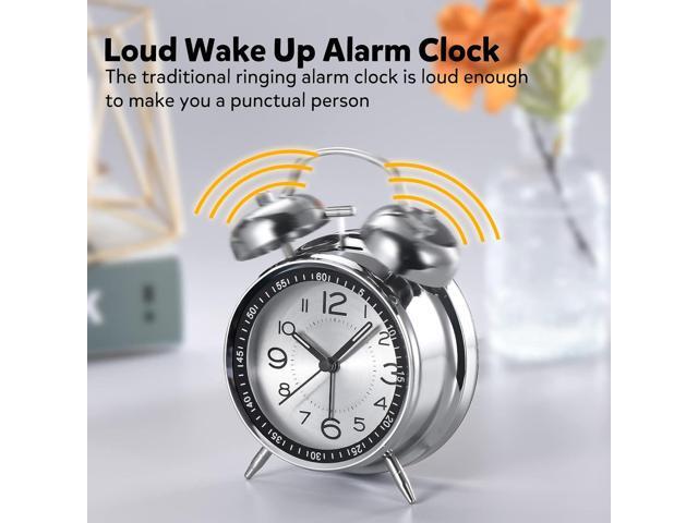 Loud Alarm Clock for Heavy Sleepers Adults,Retro 4 Inch Silent Non-Ticking Quartz with Backlight,Twin Bell Analog Kids Alarm Clocks for Bedrooms...