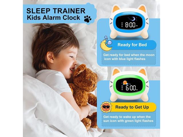 Monebena Kids Alarm Clock Cute OK to Wake Alarm Clock for Kids Sleep Training Clock with Night Light and Sleep Sound Machine for Toddlers Boys...