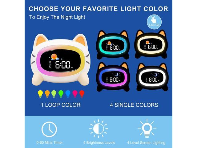Monebena Kids Alarm Clock Cute OK to Wake Alarm Clock for Kids Sleep Training Clock with Night Light and Sleep Sound Machine for Toddlers Boys...