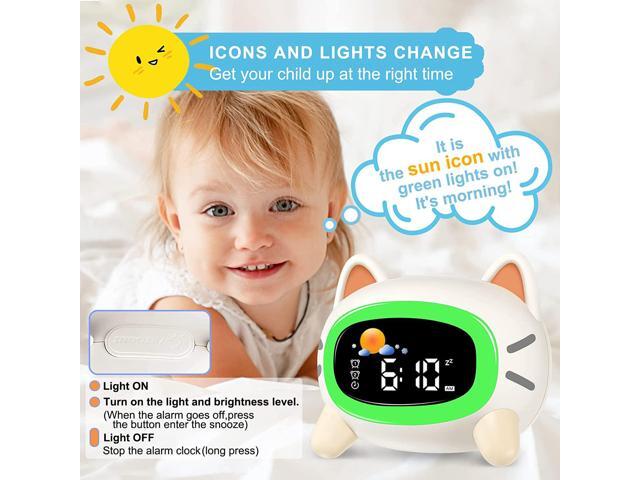 Monebena Kids Alarm Clock Cute OK to Wake Alarm Clock for Kids Sleep Training Clock with Night Light and Sleep Sound Machine for Toddlers Boys...