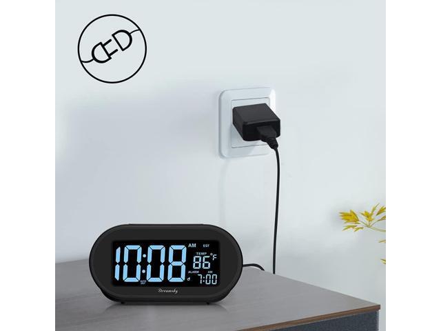 DreamSky Alarm Clocks for Bedrooms, Auto Set Digital Desk Clock for Bedside Nightstand, Electric Clock with Dimmable Brightness Dimmer, Auto DST,...