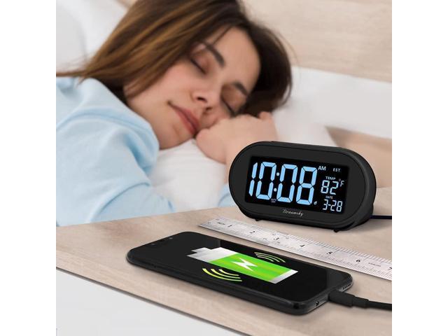DreamSky Alarm Clocks for Bedrooms, Auto Set Digital Desk Clock for Bedside Nightstand, Electric Clock with Dimmable Brightness Dimmer, Auto DST,...