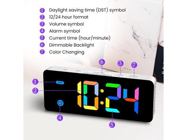 Alarm Clock for Kids Bedrooms Small Digital Clock with 7 Colors, 4 Dimmable Backlight, 3 Adjustable Volumes (Multi)