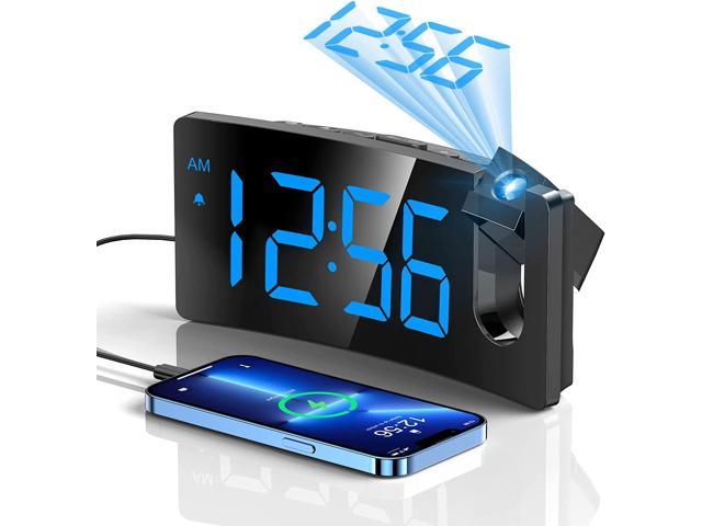 Projection Alarm Clock, Digital Clock with 180° Rotatable Projector, 3-Level Brightness Dimmer, Clear LED Display, USB Charger, Progressive Volume,. photo