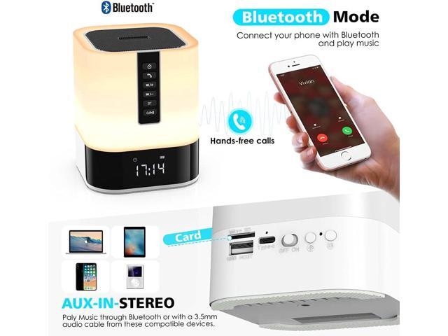 Night Light Bluetooth Speaker, 5 in 1 Touch Control Bedside Lamp Dimmable Multi-Color Changing, Bedroom Alarm Clock, Best Birthday Gift Ideas for...