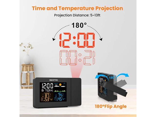 SMARTRO SC91 Projection Alarm Clock for Bedrooms with Weather Station, Wireless Indoor Outdoor Thermometer, Temperature Humidity Monitor Gauge...