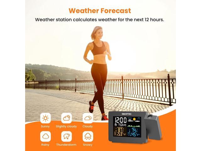 SMARTRO SC91 Projection Alarm Clock for Bedrooms with Weather Station, Wireless Indoor Outdoor Thermometer, Temperature Humidity Monitor Gauge...
