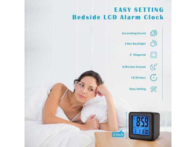 Plumeet Digital Alarm Clock Kids Alarm Clock with Snooze and Nightlight - Easy Setting Silicone Clock Display Time, Date - Loud Alarm Clock for...