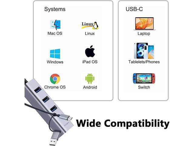 USB C to Ethernet Adapter YICORPS 3 Port USB 3.0 Expander Hub to RJ45 LAN with Gigabit Ethernet LAN Adapter for MacBook/Windows 10/8.1/Surface...