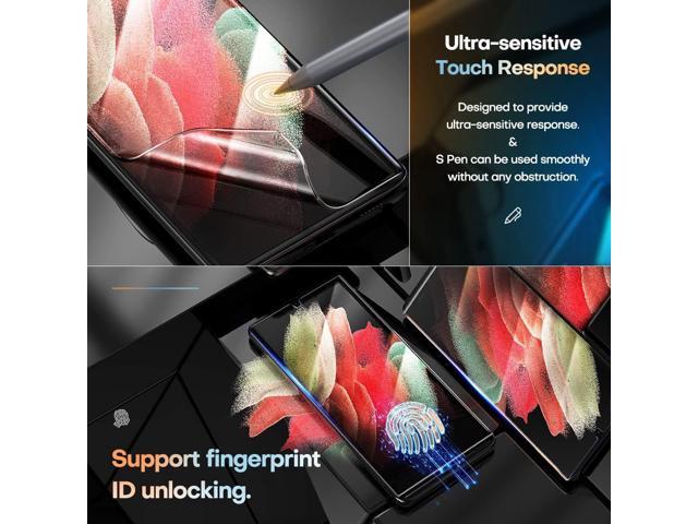 TAURI [2+2 Pack Designed for Samsung Galaxy S21 Ultra 5G 6.8 - inch, 2 Pack Flexible TPU Screen Protector + 2 Pack Camera Lens Protector Support...