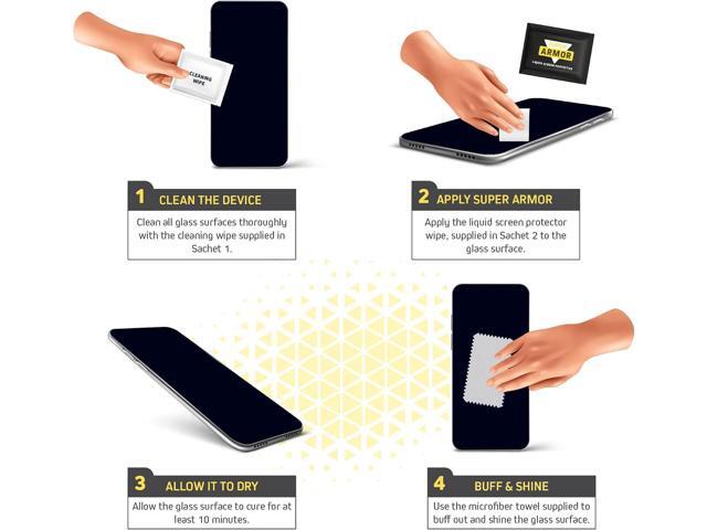 SUPER ARMOR Liquid Glass Screen Protector - Wipe On Scratch and Shatter Resistant Nano Protection for All Phones Tablets Smart Watches Universal