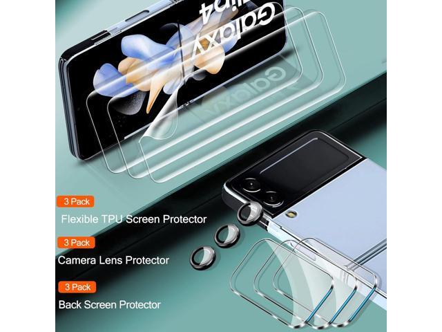 IMBZBK [9 in 1] for Samsung Galaxy Z Flip 4 5G Screen Protector, 3 Pack Inner Screen Flexible Film + 3 Pack Tempered Glass Back Screen Protector +...
