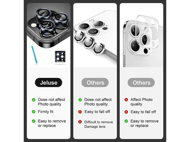 Jeluse [3X2 Pack Camera Lens Protector for iPhone 14 Pro Max for iPhone 14 Pro, 9H Tempered Glass Screen Protector Cover [Alignment Kit Eazy...