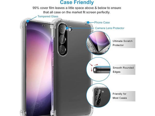 LYWHL [3+2 Pack Design for Samsung Galaxy S23 Plus 5G Screen Protector with Camera Lens Protection Tempered Glass, Support Fingerprint Unlock, Case...